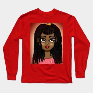 brown skin girl digital art with braids Long Sleeve T-Shirt